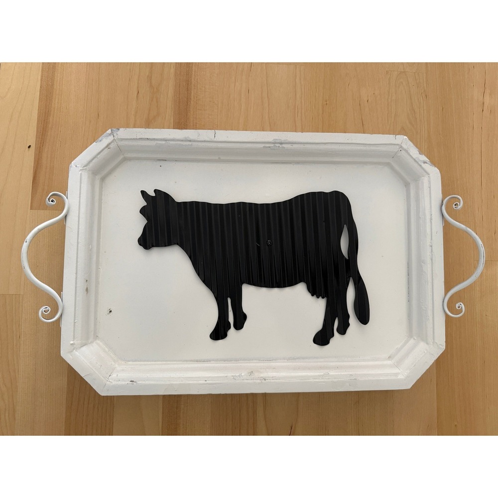 Vintage Cow Wall Decor Tray Metal‎ Western Farmhouse Rustic
